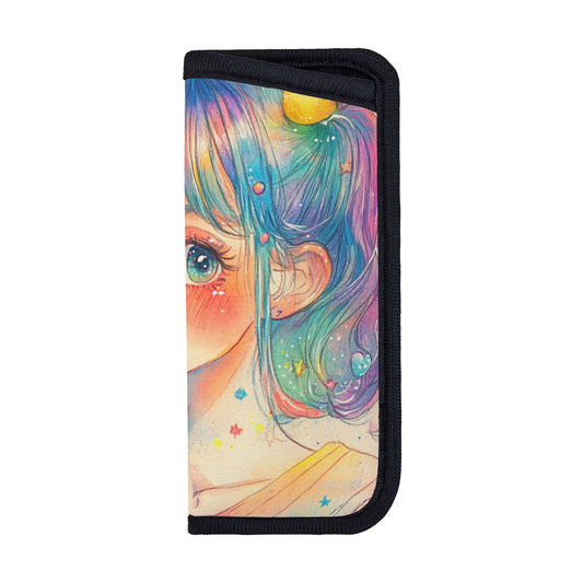 Fantasy Girl Art Portable Glasses Case | Soft Pastel Illustration | 2.75x6.29in Lightweight Eyewear Pouch
