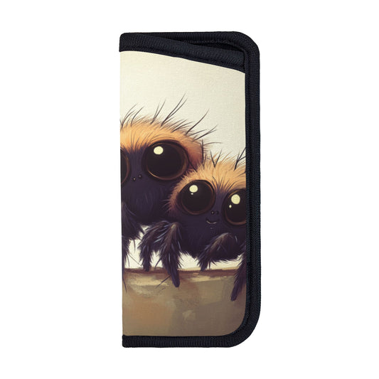 Cute Jumping Spider Glasses Case｜Creative Insect-Themed Eyewear Pouch｜Velcro Closure｜2.75x6.29in